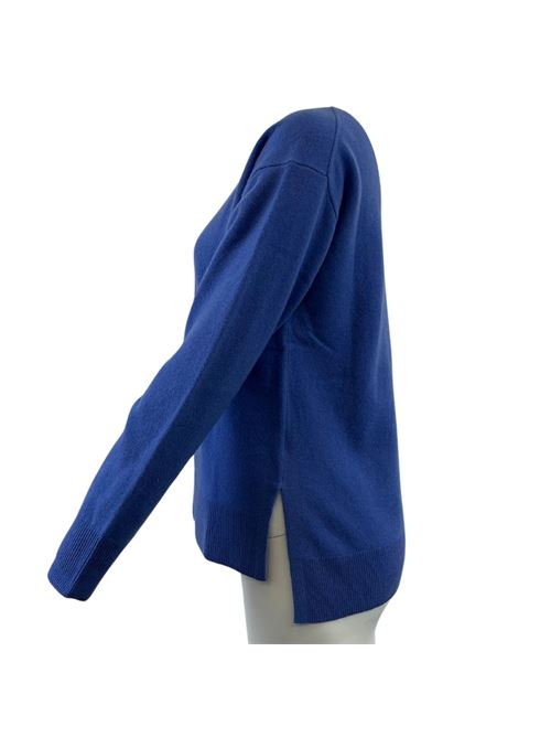 MAGLIA GIROCOLLO SPACCHI LATERALI AZZURRA DONNA  ESSENTIEL STUDIO | LMD012AZZURRO